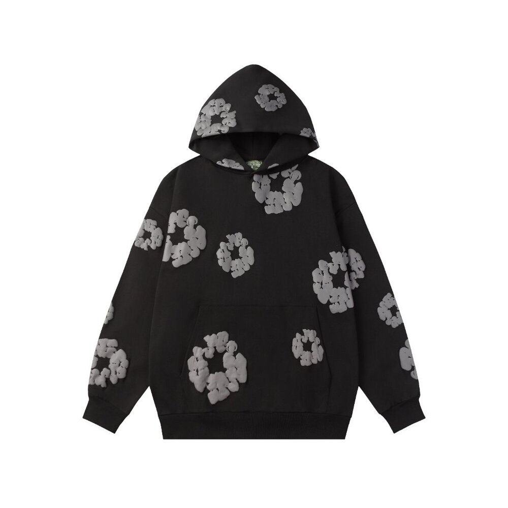 Denim Tears Black Embossed Print Hooded Sweatshirt